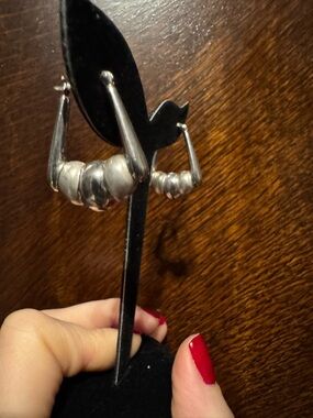 Sterling Silver Unique Chunky Hoop Earrings